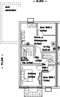 Kellergeschoss 49,40 qm (davon 21,78 als EG-Wohnungsbereich)